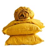 Stone Washed Linen Fitted Sheet - Yellow