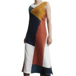 Linen Mixed Color Sleeveless Dress