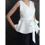 White Linen Cross Strap Top