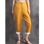 Linen High Waist Ankle Length Trousers